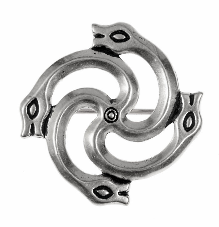 Baltic snake fibula, Kernavė, silvered bronze