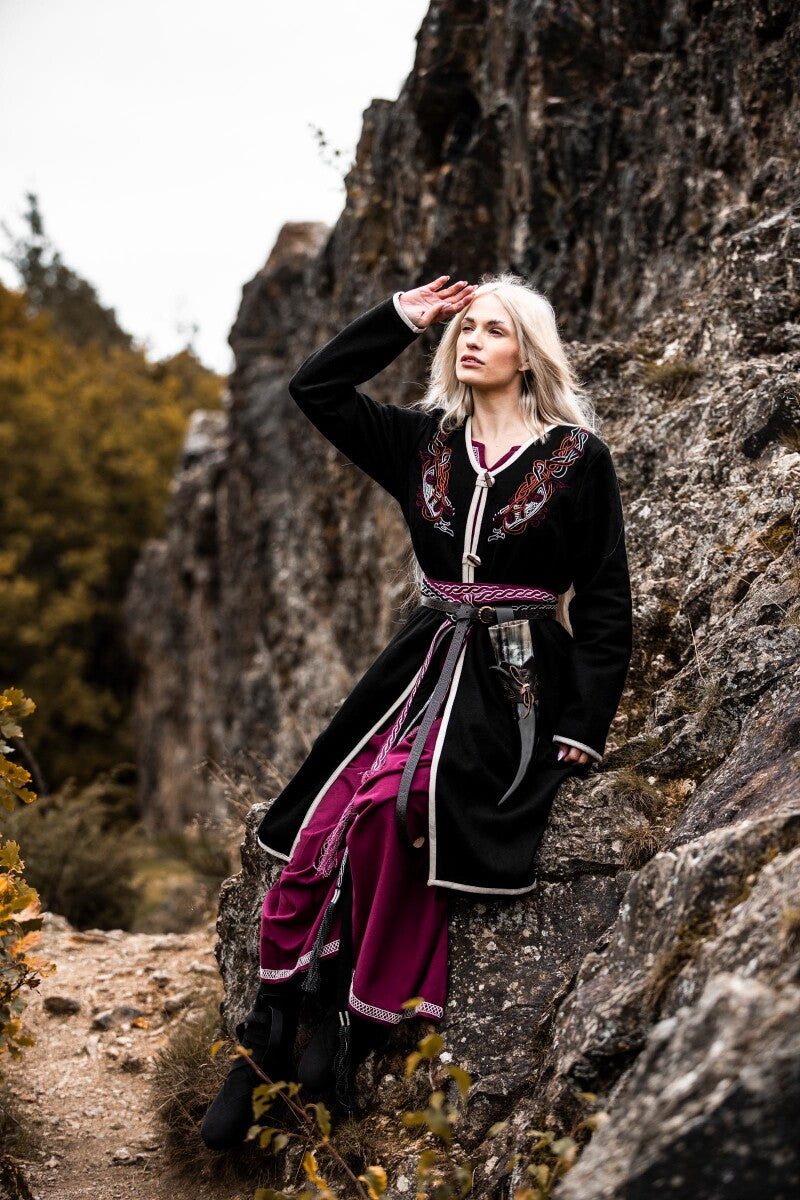 Viking kaftan Skadi, wolmix, zwart