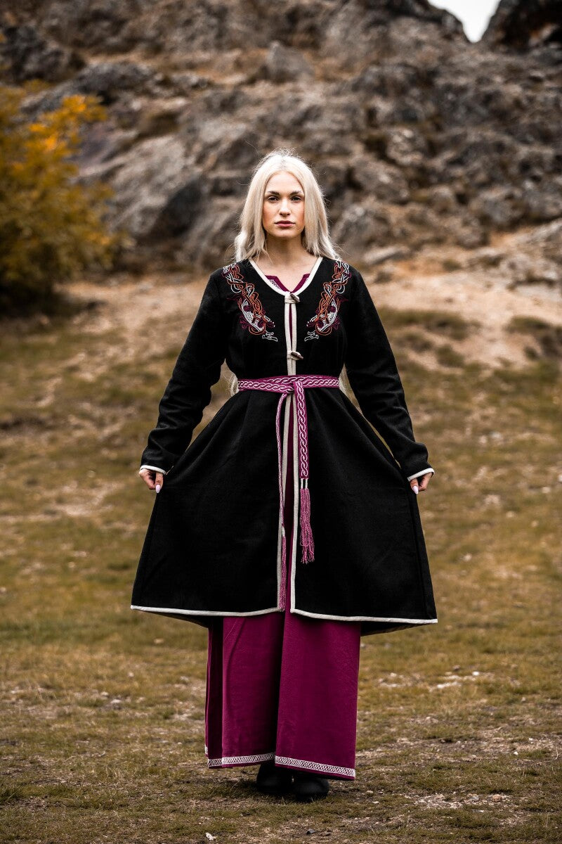 Viking kaftan Skadi, wolmix, zwart