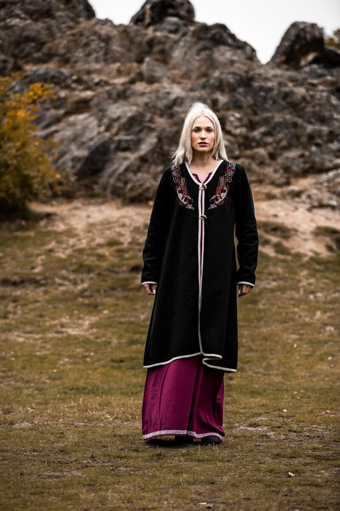 Viking kaftan Skadi, wolmix, zwart