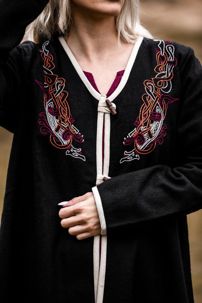 Viking kaftan Skadi, wolmix, zwart
