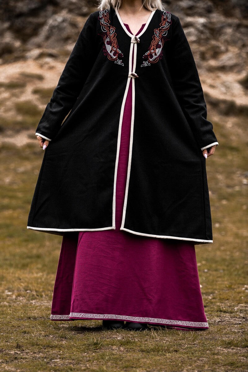Viking kaftan Skadi, wolmix, zwart