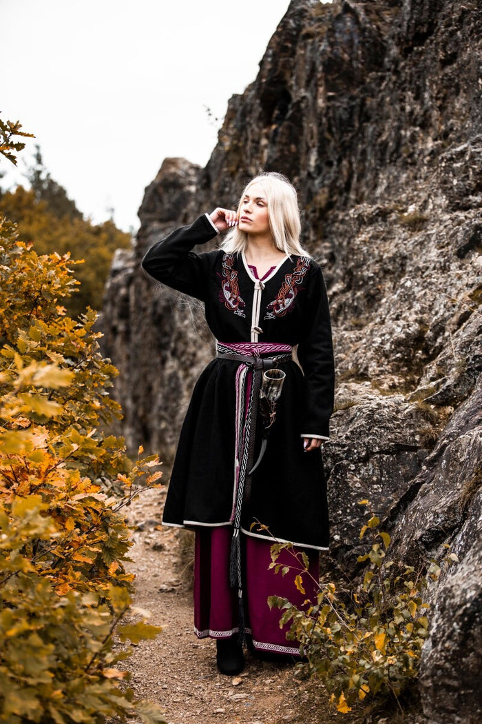 Viking caftan Skadi, wool blend, black