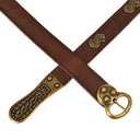 Merovingian belt with strap tongue and fittings, brown leather, silver plated brass