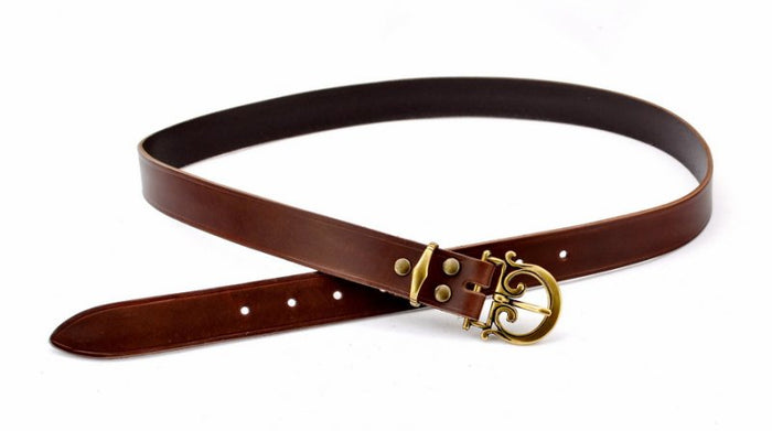 Classical Roman belt, 3cm, black leather, brass