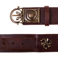 Roman belt with Triquetra fitting, 5 cm, black leather, brass