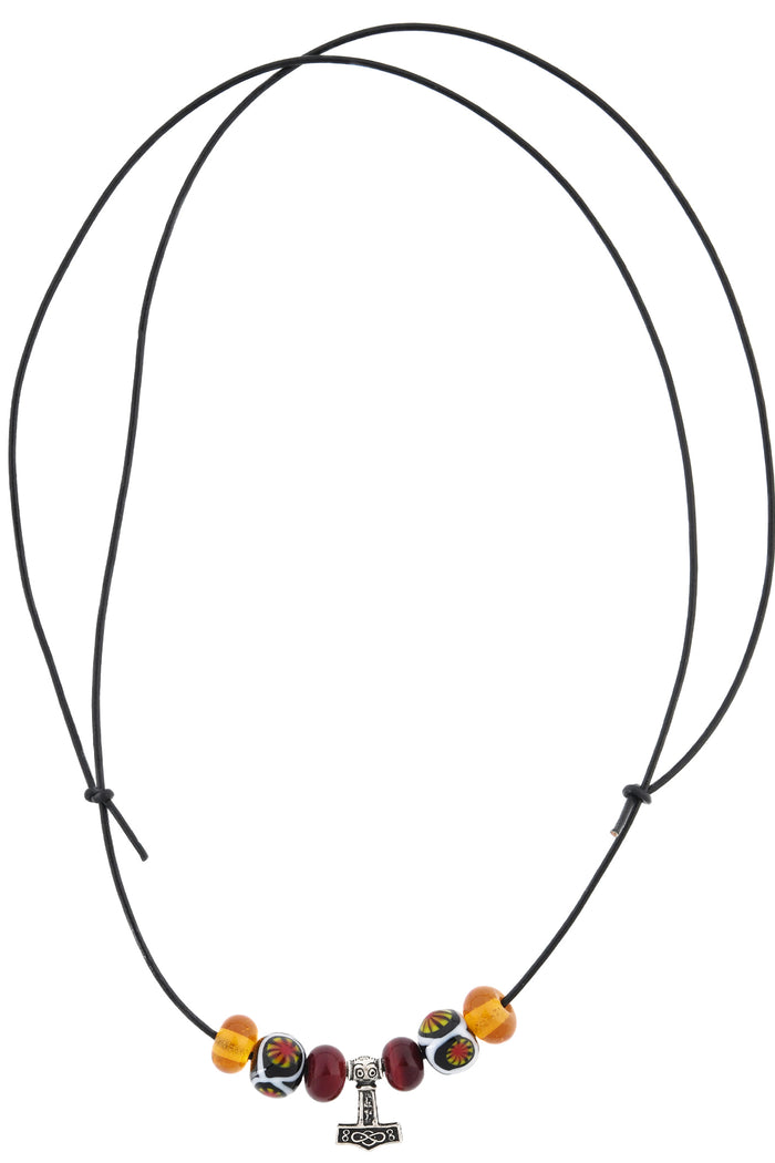 Glaskralenketting met Thorshamer-hanger