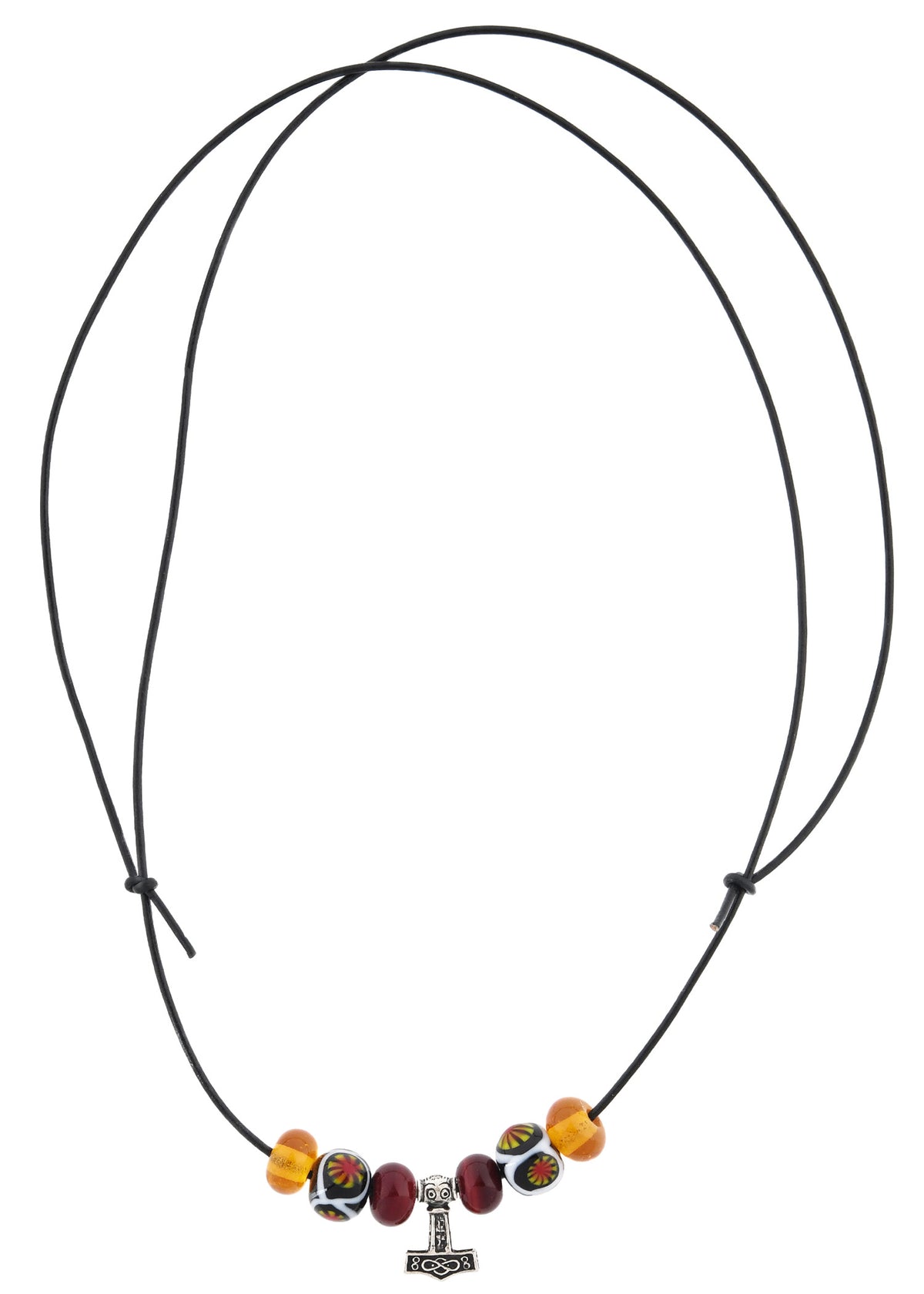 Glaskralenketting met Thorshamer-hanger