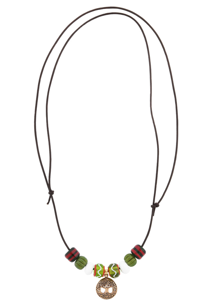 Glaskralenketting met Yggdrasil-hanger