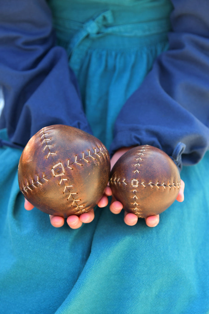 Medieval leather ball brown 9.5 cm