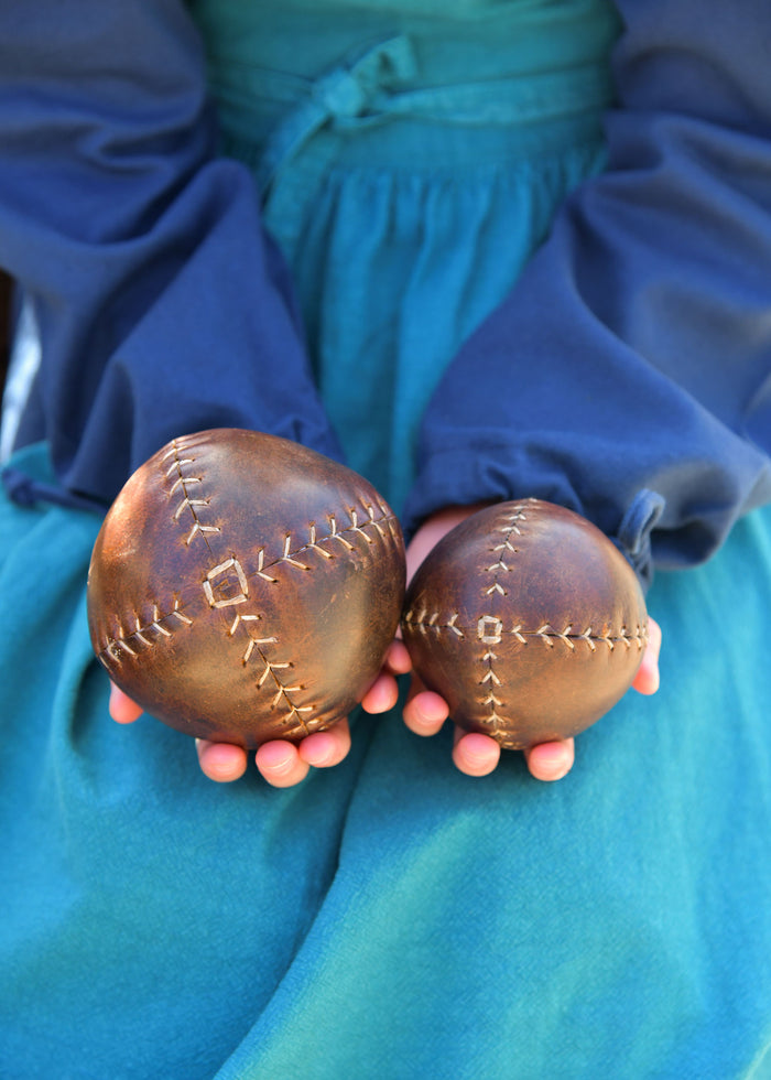 Medieval leather ball brown 9.5 cm