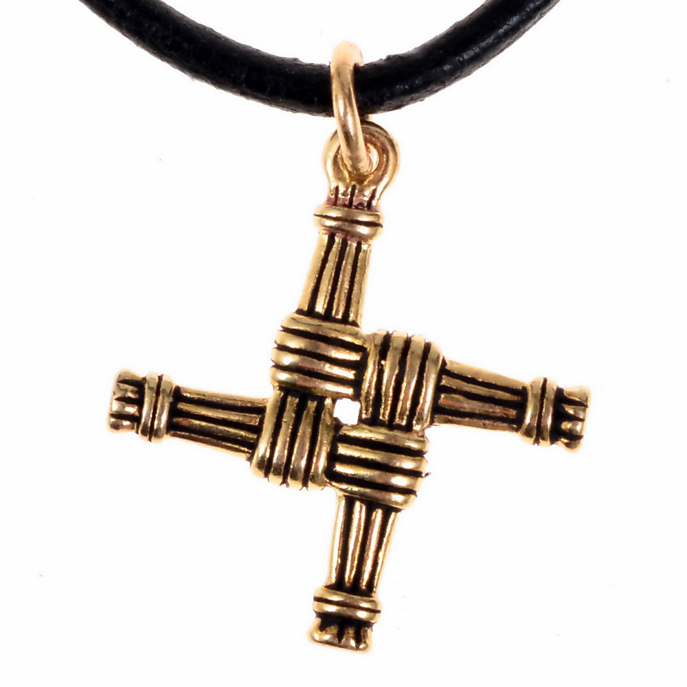 Irish Brigid cross pendant, bronze