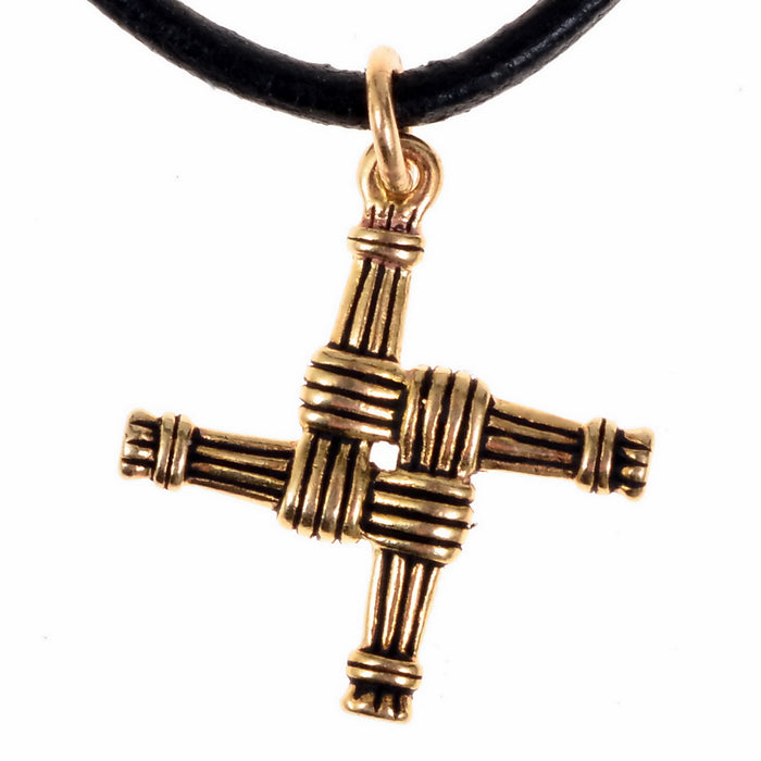 Irish Brigid cross pendant, bronze