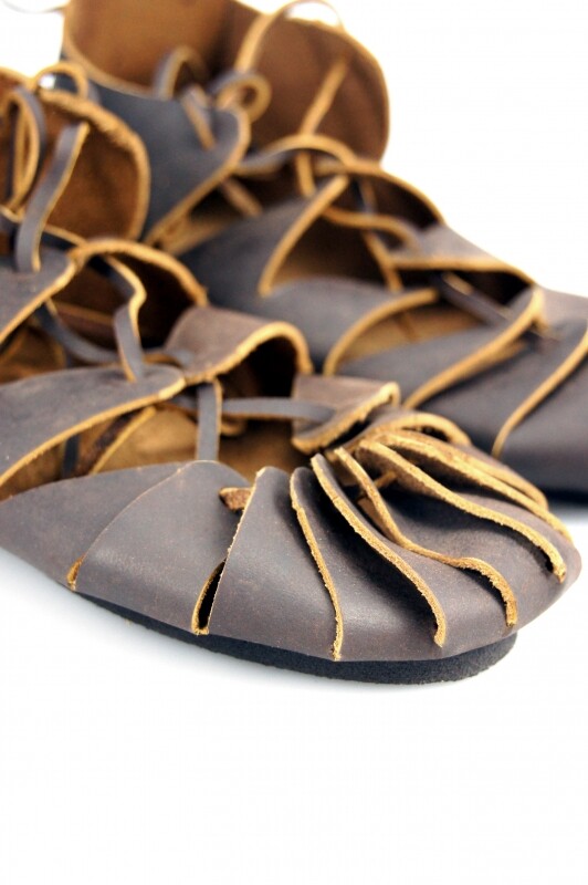 Leather sandals, Iron Age, brown