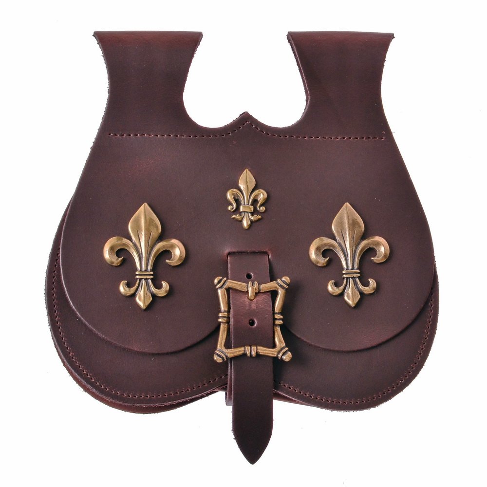 Kidney bag Fleur-de-Lys, late medieval, brown