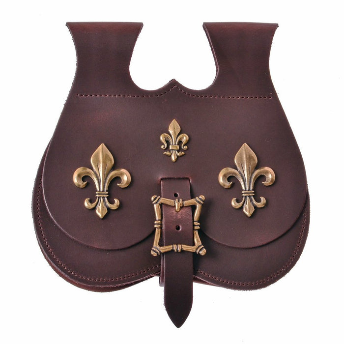 Kidney bag Fleur-de-Lys, late medieval, brown