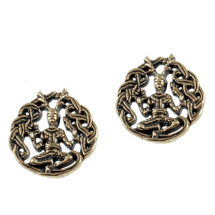 Cernunnos stud earrings, bronze