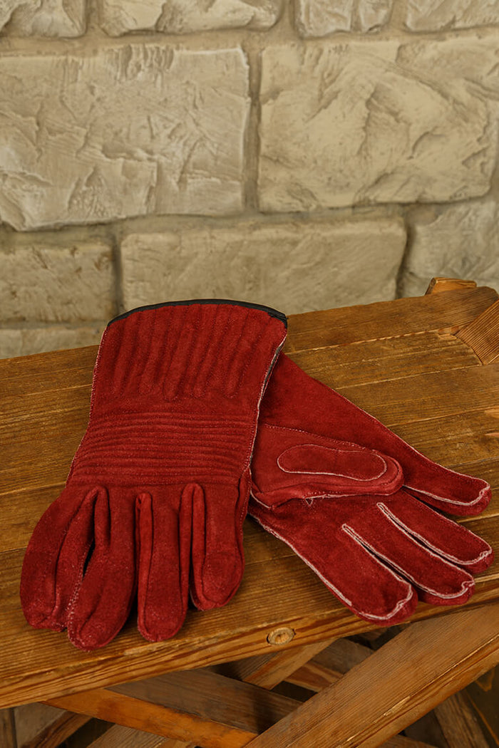Leather gloves Clemens, burgundy