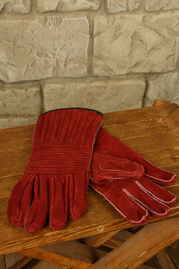 Leather gloves Clemens, burgundy