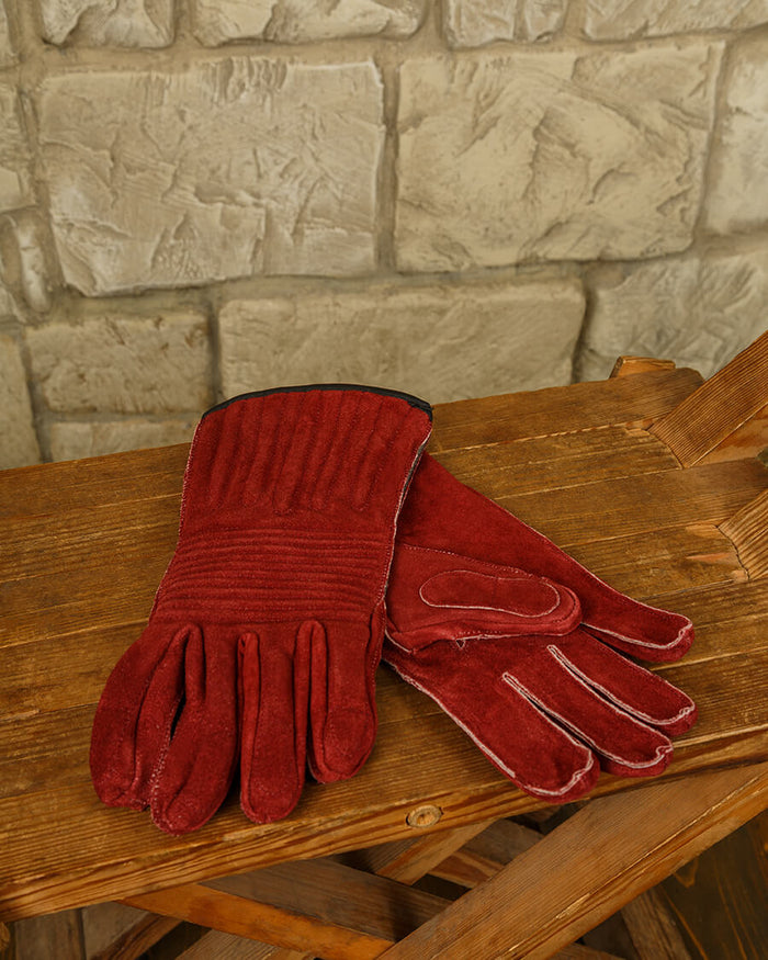 Leather gloves Clemens, burgundy