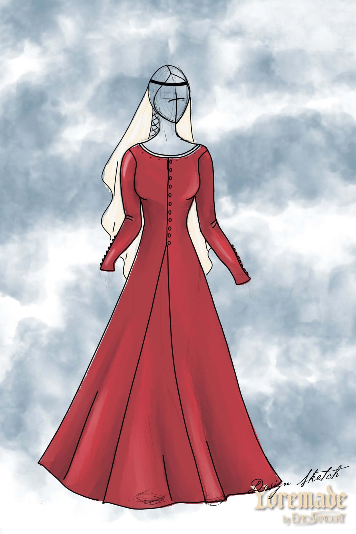 Cotehardie Colette, velvet, red