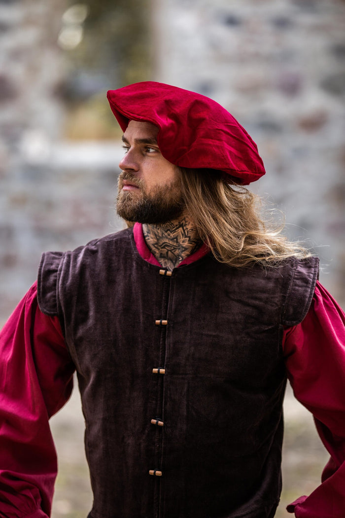 Velvet beret, red