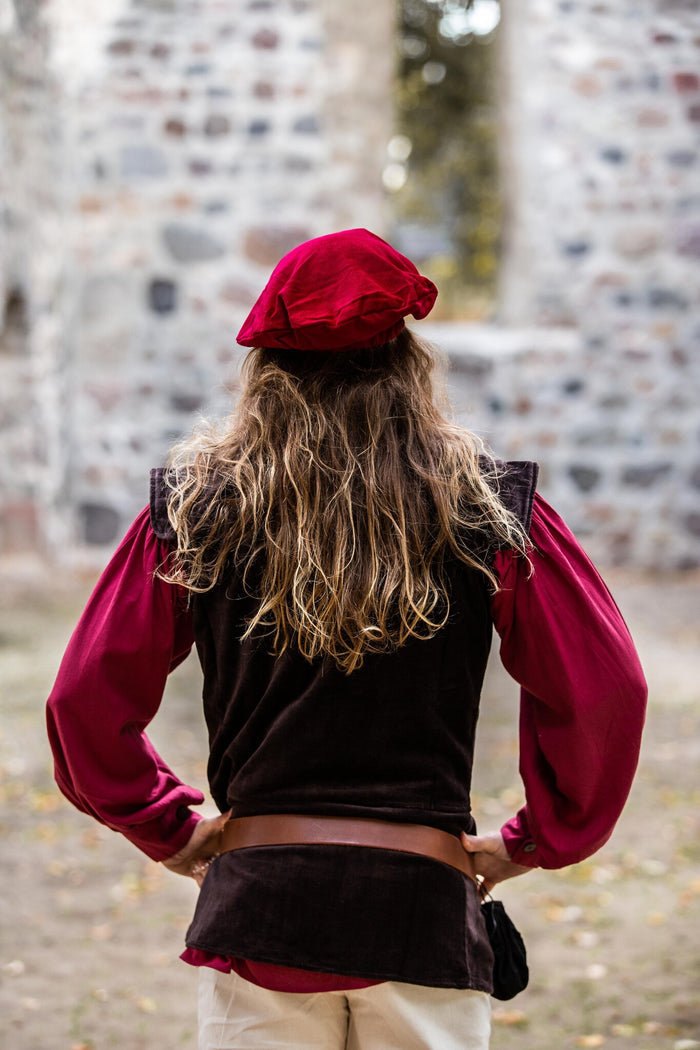 Velvet beret, red