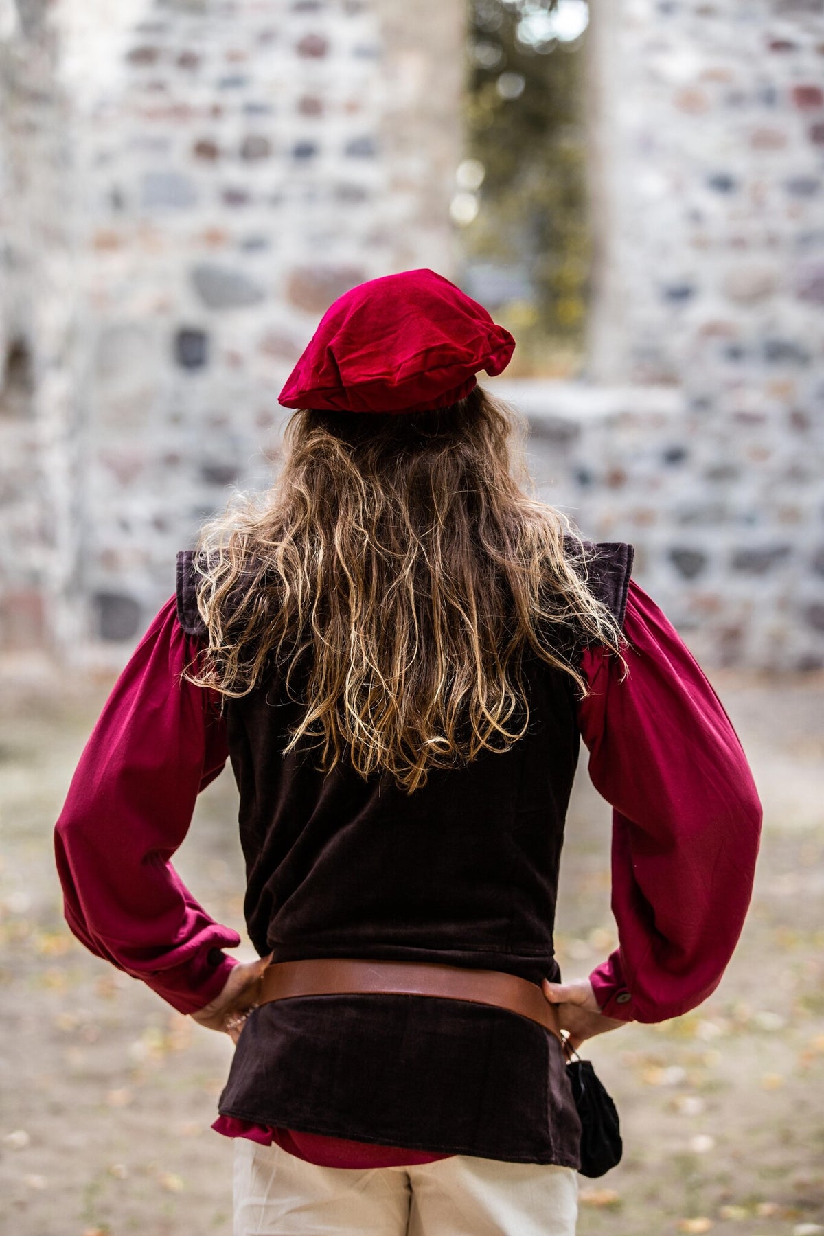 Velvet beret, red