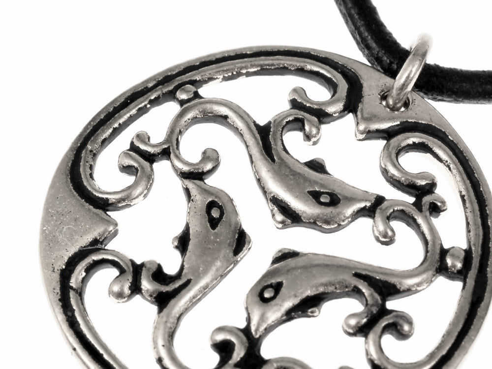 Roman dolphin pendant, 2nd-3rd century, silvered bronze