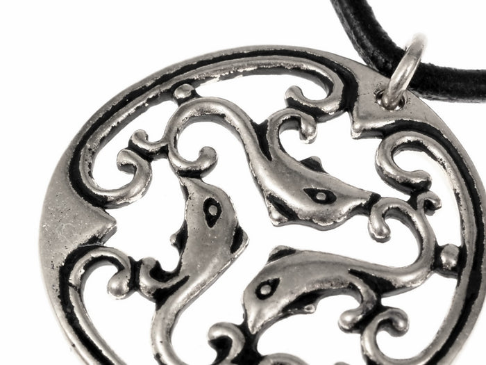 Roman dolphin pendant, 2nd-3rd century, silvered bronze