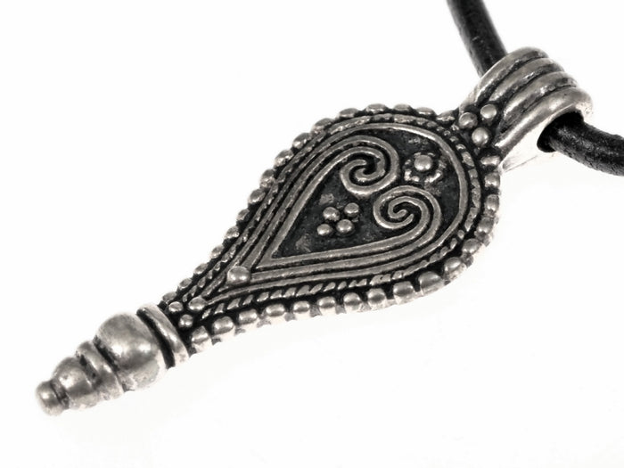 Roman drop pendant, 1st century, silvered bronze