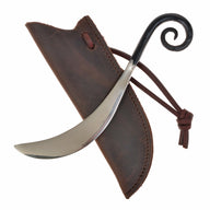 Druid knife, carbon steel with leather sheath