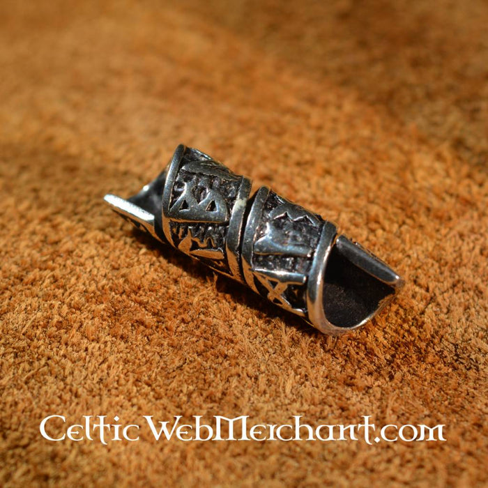 Beard bead with runic inscription, sterling silver