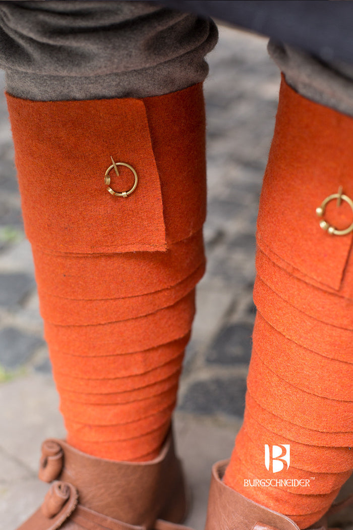 Leg wrappings Aki, orange, wool mix