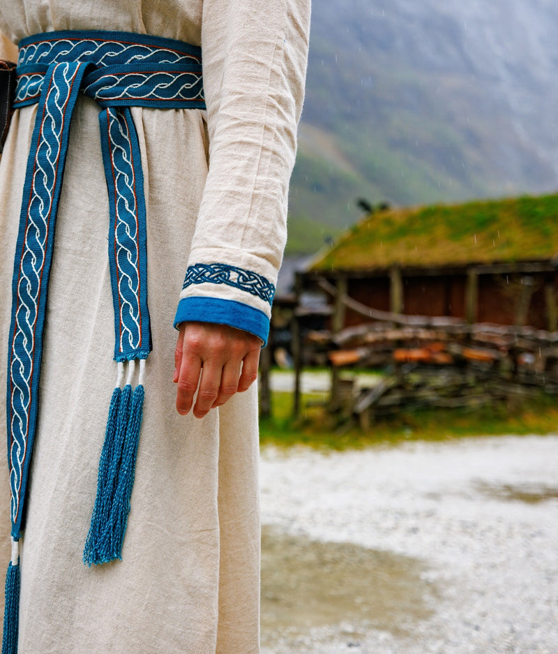 Viking dress Lagertha, natural-blue