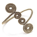 Bracciale celtico da braccio con spirali, bronzo argentato