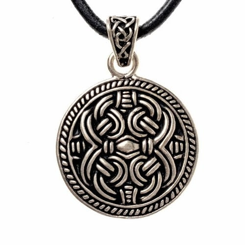 Disc pendant Borre style, silvered bronze