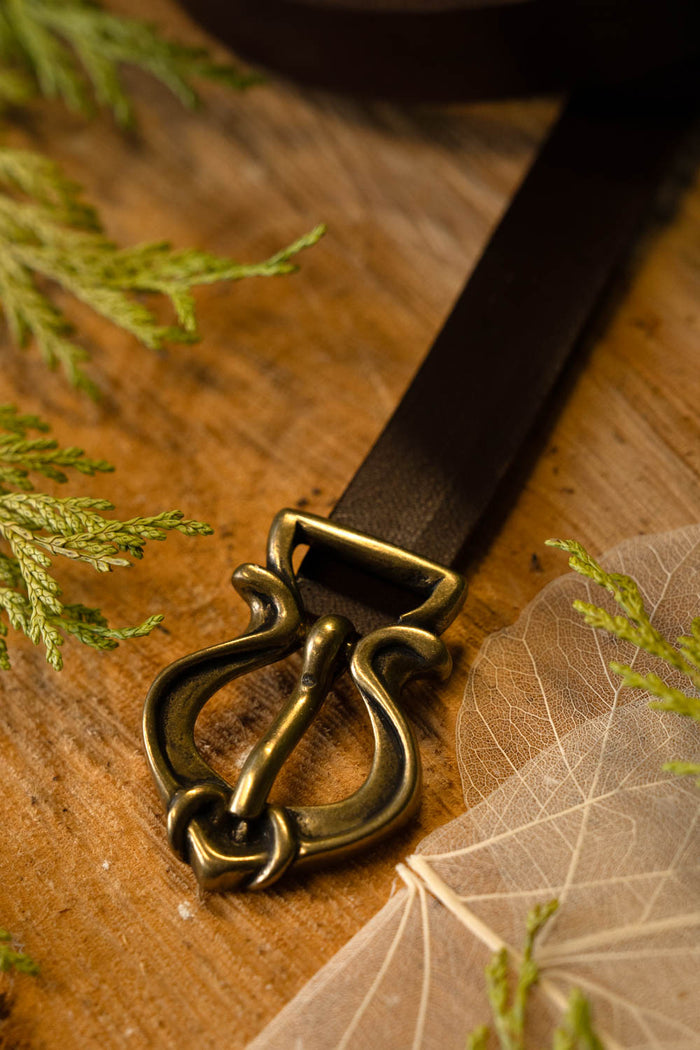 Leather belt strip brown 4 x 180-190 cm