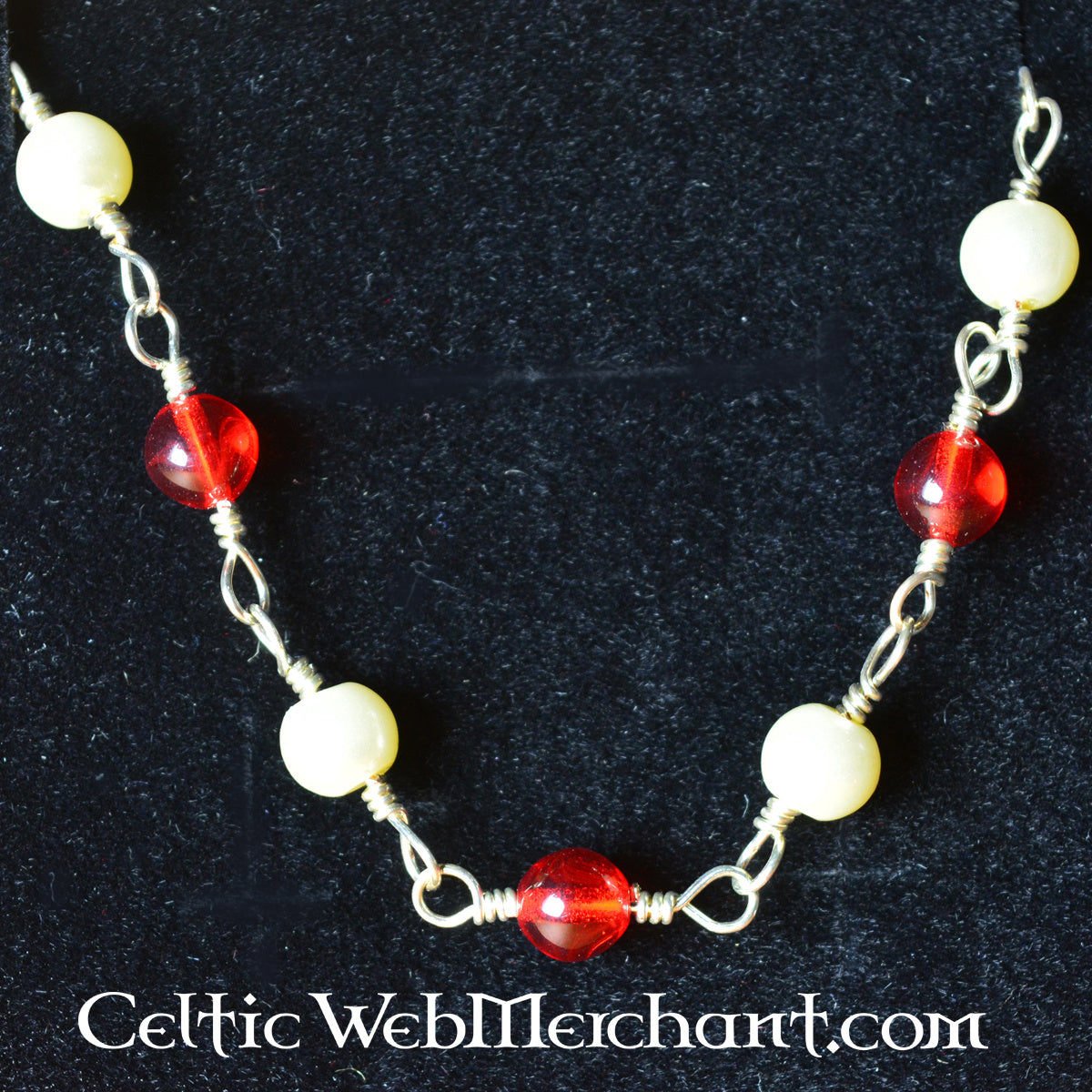 Roman necklace with red stones, sterling silver
