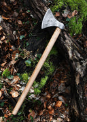 Hacha vikinga de acero forjado a mano, tipo M, semi-afilada