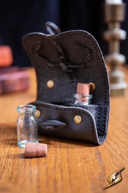 Potion holder with two bottles, black