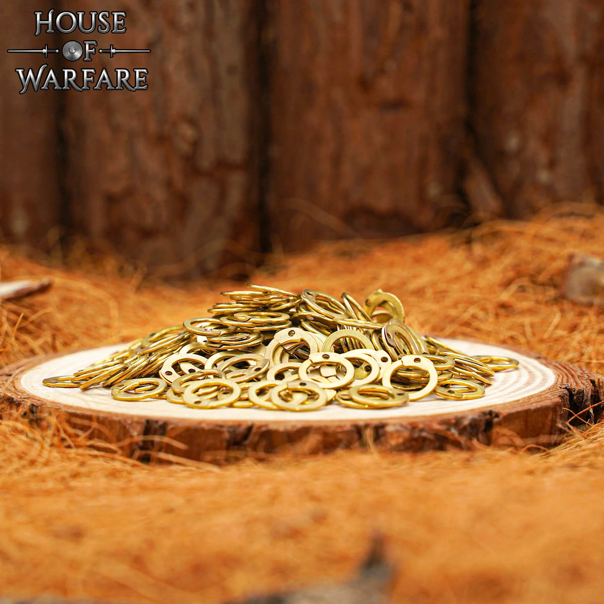 70 g brass chainmail rings, flat rings, round rivets, 8mm