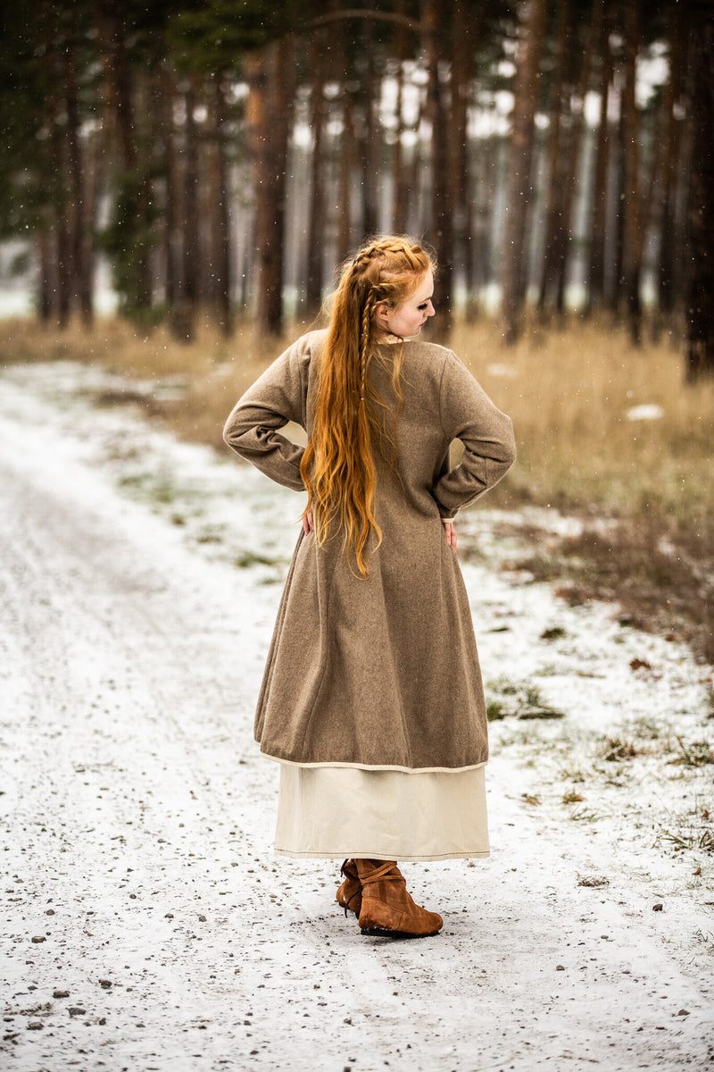 Wikinger Kaftan Skadi sand Wollmix