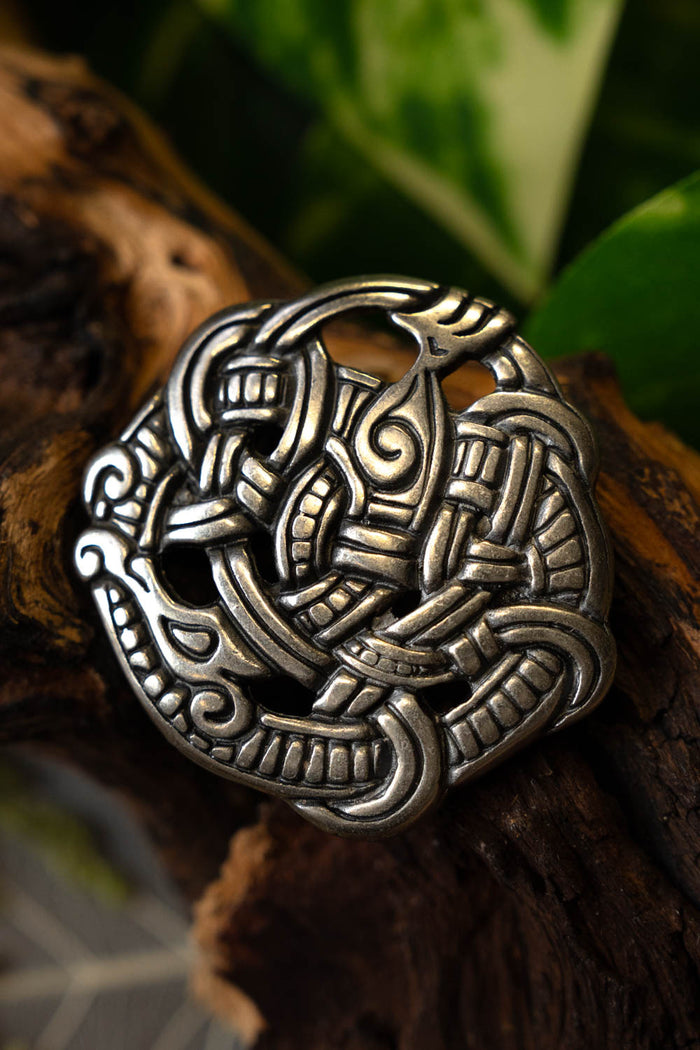 Viking fitting Midgard snake, silvered