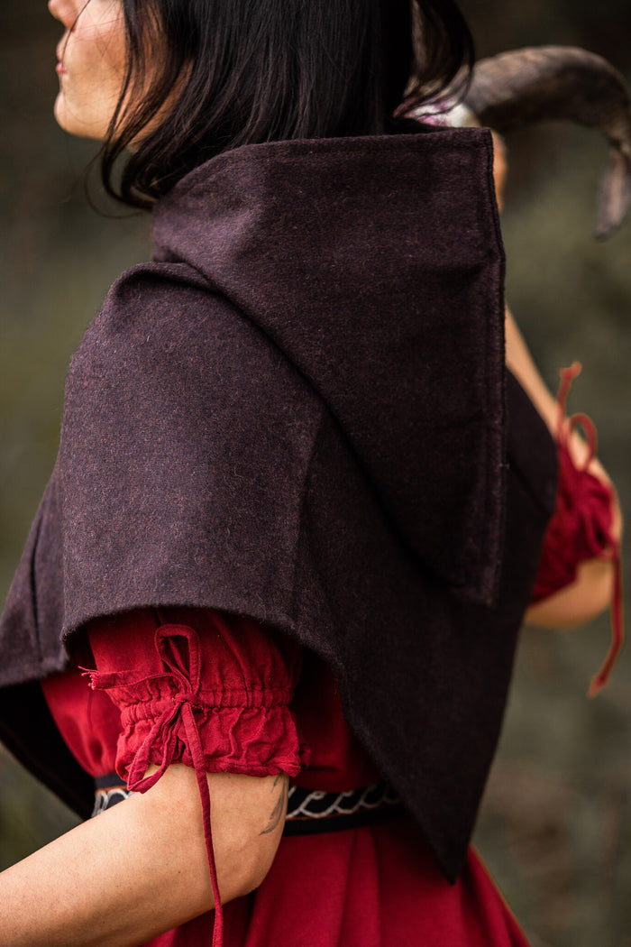 Skjoldehamn hood Halfdan, brown, wool mix