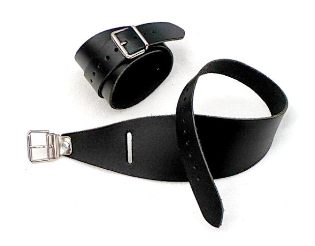 Bracelet with buckles, brown, leather