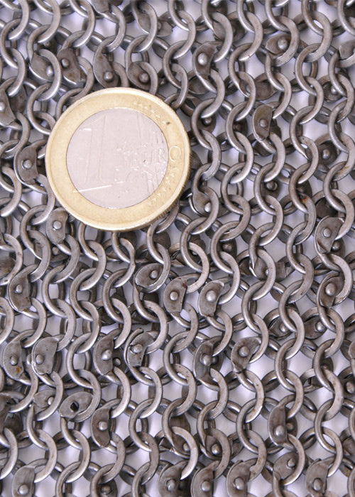 Roman piece of chain mail, 20 x 20 cm, round rings-round rivets, 6 mm