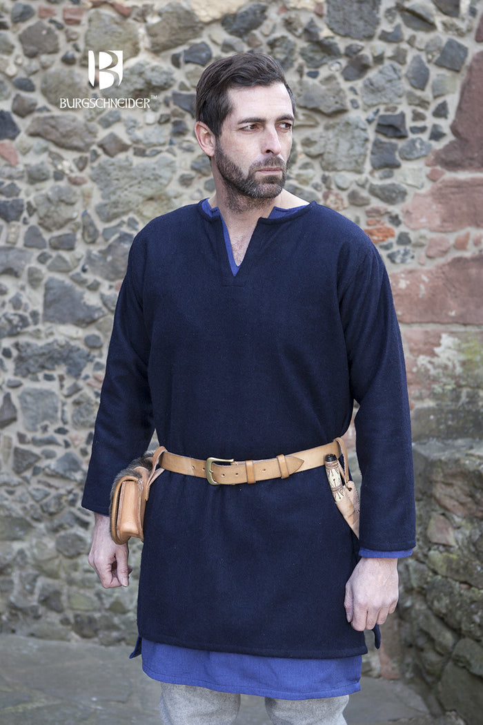 Viking tunic Lodin, blue, wool blend