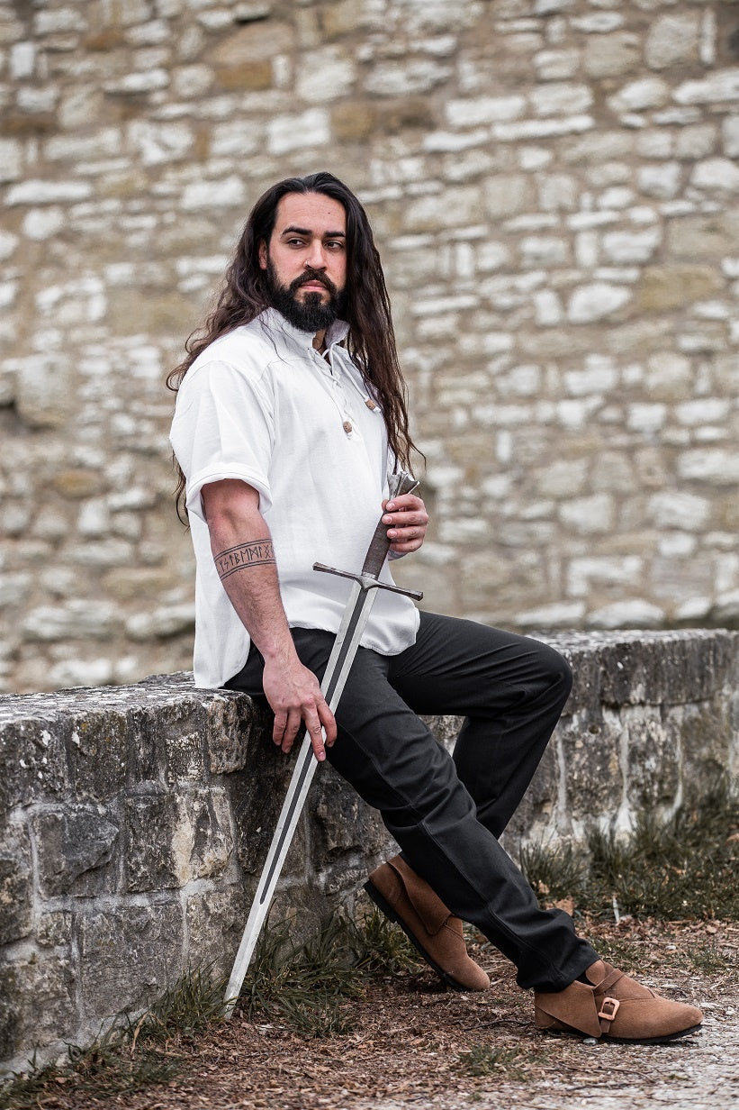 Medieval shirt with short sleeves, white