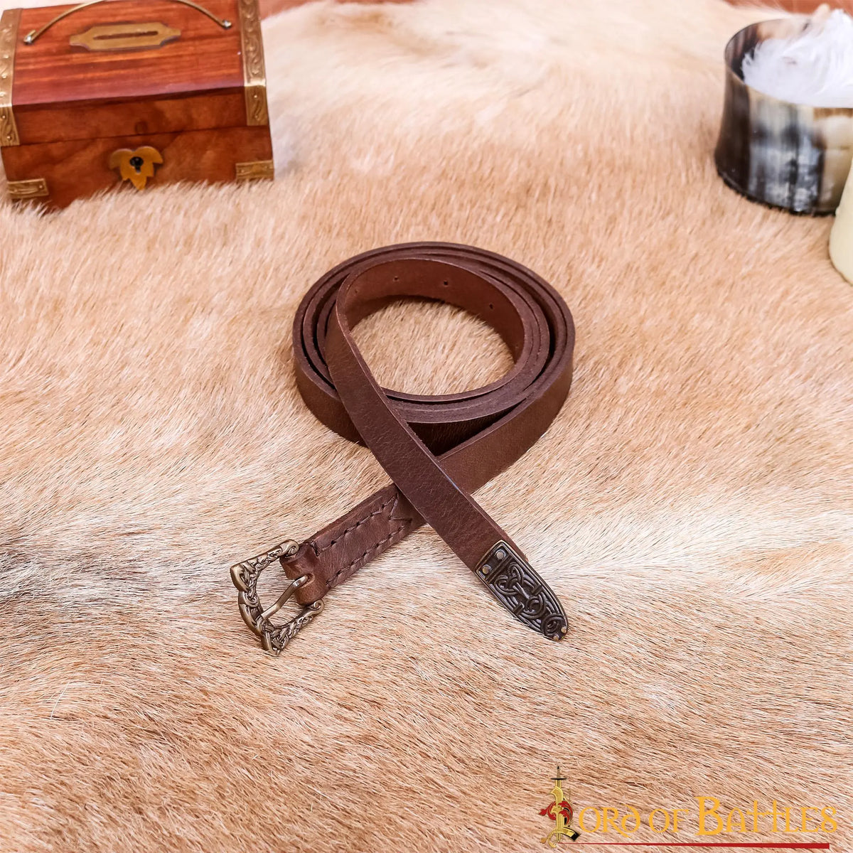 Viking belt Leif, 130 cm, brown